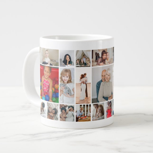 30 Photo collage template personalised Large Coffee Mug (Front Left)