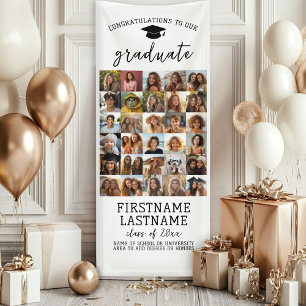 30 Photo - Graduation Modern Minimal White Banner