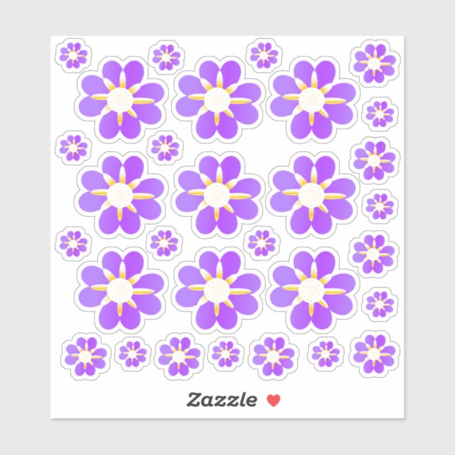 30 Purple Flower Stickers (Sheet)