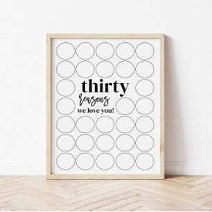 30 Reasons We Love You Birthday Fill In Poster