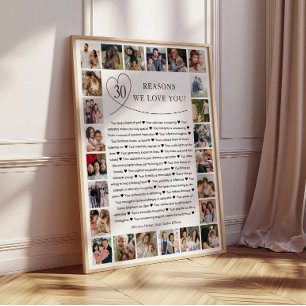 30 Reasons We Love You Birthday Photo Collage Poster