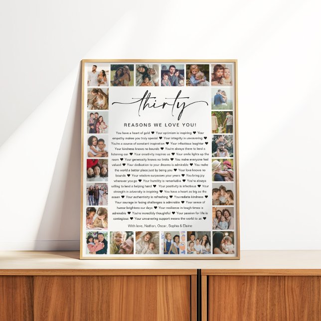 30 Reasons We Love You Photo Collage Keepsake Gift Poster (Creator Uploaded)