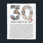 30 Reasons Why I Love You 30th Birthday Collage Fleece Blanket<br><div class="desc">Celebrate love and create lasting memories with this Reasons Why I Love You Photo Collage. This customisable template allows you to craft a heartfelt and personalised gift that's perfect for various occasions, from wedding anniversaries to birthdays, Valentine's Day, or just because. Reasons Why I Love You - Express your love...</div>