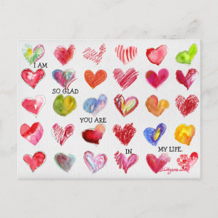 30 SO GLAD Valentine Hearts Postcard