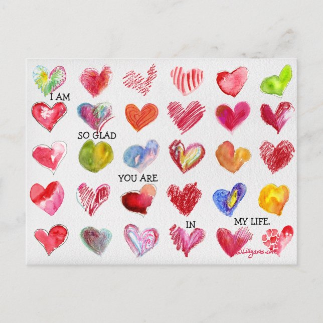 30 SO GLAD Valentine Hearts Postcard (Front)