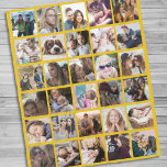 30 Square Photo Collage Yellow Fleece Blanket<br><div class="desc">Personalised photo fleecy blanket gift featuring a sunflower yellow background that can be changed to any colour,  and a 30 square photo template for you to customise to your own.</div>