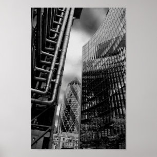 30 St Mary Axe The Gherkin Lloyds and Willis Poster