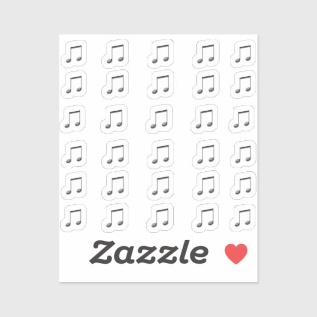 30-Stickers Dark Silver Metallic 3D Music Notes  (Sheet)
