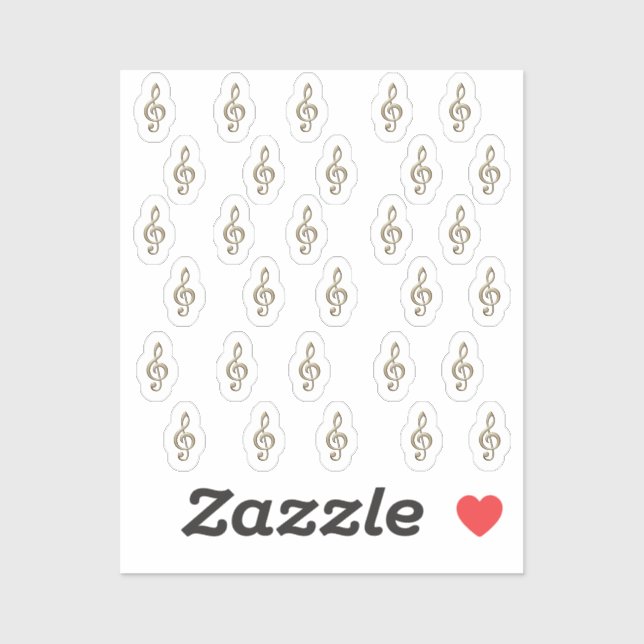 30-Stickers Metallic Gold 3D Music Treble Clefs  (Sheet)