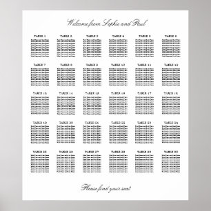 30 Table Elegant Minimalist Seating Chart