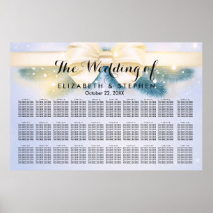 30+ Tables Blue Gold Ribbon Wedding Seating Chart