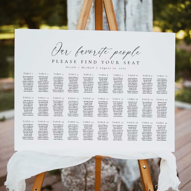 30 Tables Our Favourite People Seating Chart Plan (Creator Uploaded)