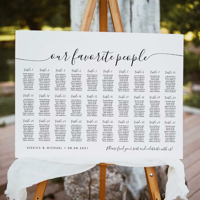 30 Tables Our Favourite People Seating Chart Plan (Creator Uploaded)
