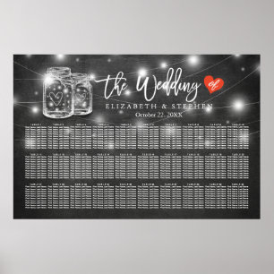 30+ Tables Wedding Seating Chart  Mason Jar Lights
