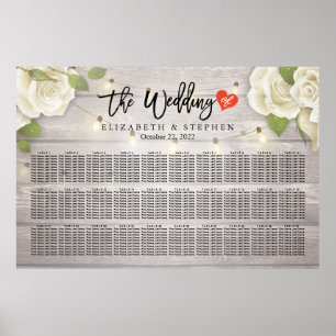 30+ Tables Wood Floral String Lights Seating Chart