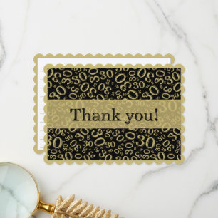 30 "Thank you!" Black/Gold Number Pattern Thank You Card
