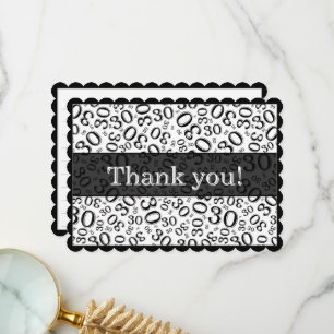 30 "Thank you!" Black/White Number Pattern Thank You Card