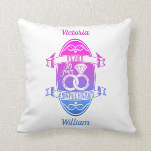 30 traditional pearl 30th  wedding anniversary cushion