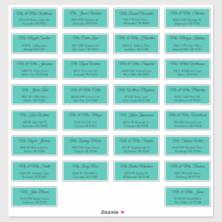 30 Wedding Guest Address Labels Aqua Green