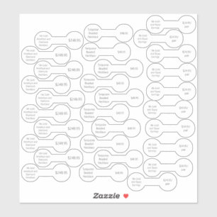 30 White Jewellery Price Tag Barbell Sticker Set