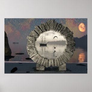 30" x 24" Canvas Art w' "Portal in Time" image Poster
