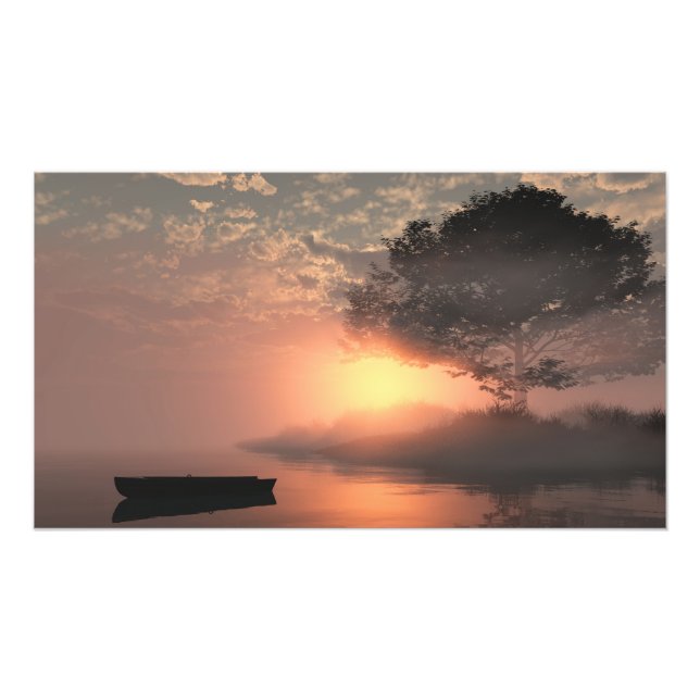 30" x 24" paper poster: "Misty Island" image Photo Print (Front)