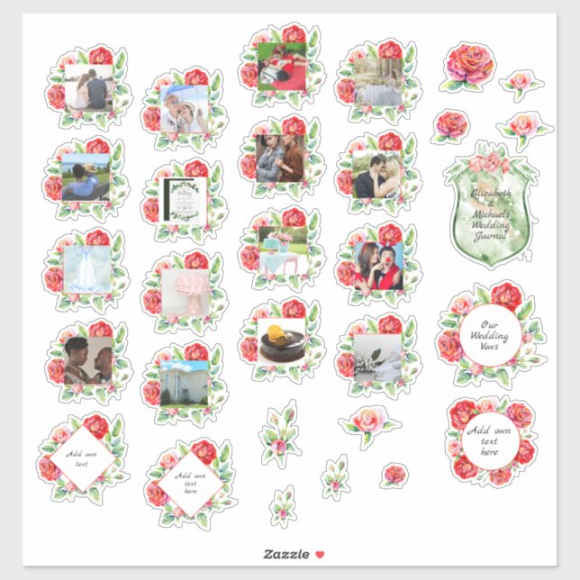 30 x WEDDING Journal Planner Red Roses Photo Text (Sheet)