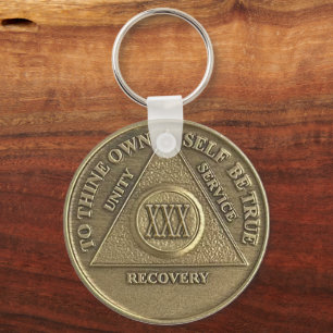 30 Year CUSTOM NAME Sober Medallion Key Ring