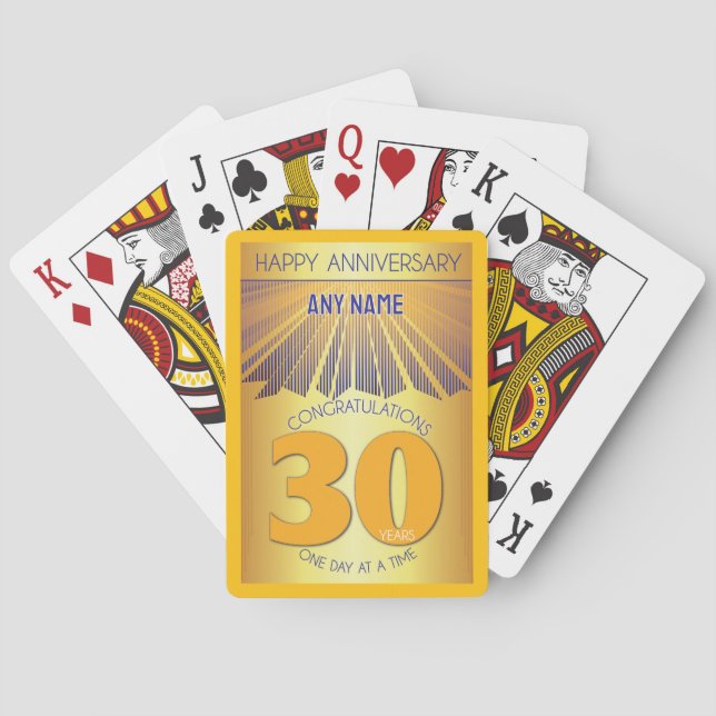 30 Year | Golden Ray 12 Step CUSTOM NAME Playing Cards (Back)