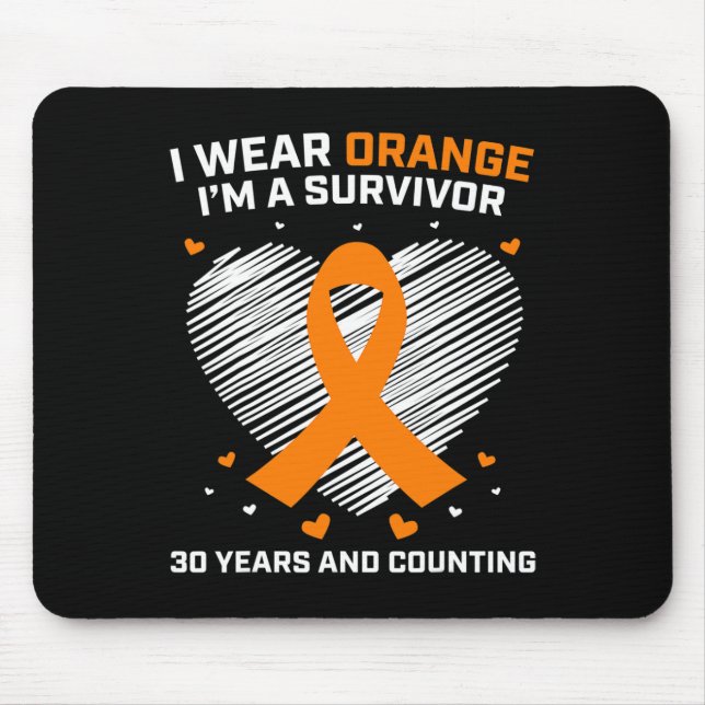 30 Year Leukaemia Survivor Gifts Orange Cancer Fre Mouse Pad (Front)
