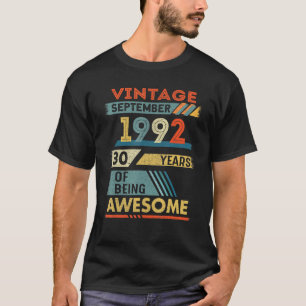 30 Year Old 30th Birthday Vintage September 1992 T-Shirt
