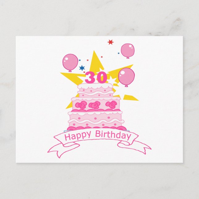 30 Year Old Birthday Cake Postcard (Front)