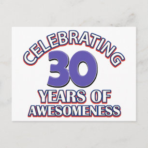 30 year old birthday designs and gifts postcard