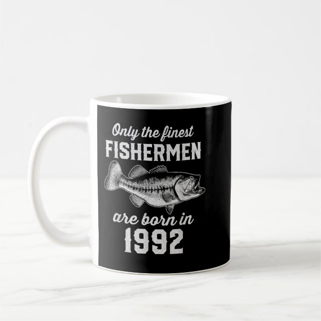 30 Year Old Fishing Fisherman 1992 30th Birthday  Coffee Mug (Left)