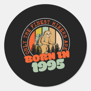 30 Year Old Hiking Sloth Born In 1995 30th Birthda Classic Round Sticker