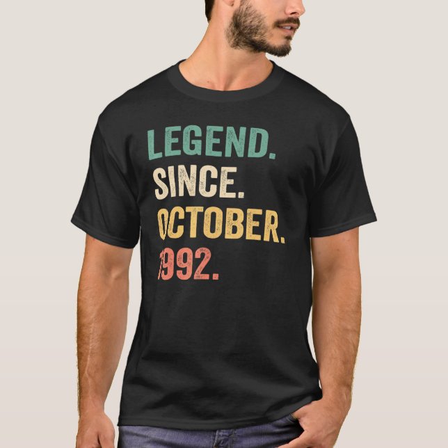 30 Year Old  Legend Since October 1992 30th Birthd T-Shirt (Front)