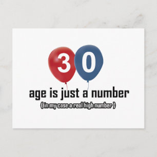 30 year old nothing but a number designs postcard