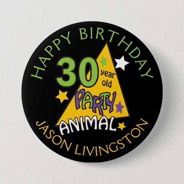 30 Year Old Party Animal 7.5 Cm Round Badge (Front)