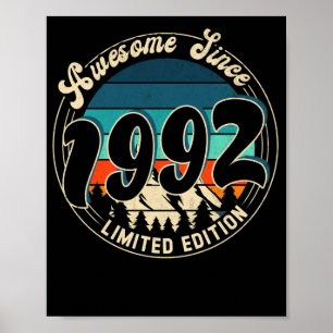 30 Year Old Vintage 30th Year Old Birthday 1992 Poster