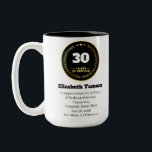 30 Year Work Anniversary | Employee Appreciation Two-Tone Coffee Mug<br><div class="desc">30 year work anniversary quotes award,  for Employee Appreciation. personalised gift</div>