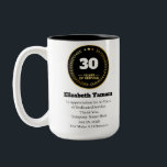 30 Year Work Anniversary | Employee Appreciation Two-Tone Coffee Mug<br><div class="desc">30 year work anniversary quotes award,  for Employee Appreciation. personalised gift</div>