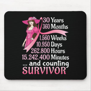30 Years 360 Months And Counting Breast Cancer Sur Mouse Pad