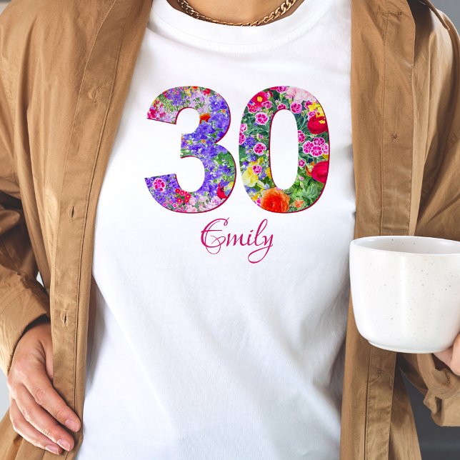 30 years birthday party floral design t-shirt (Creator Uploaded)