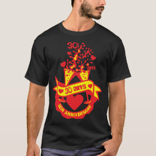 30 years flute champagne birthday glass heart T-Shirt