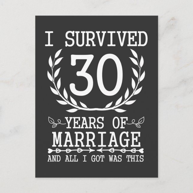 30 Years Husband Wife 30th Wedding Anniversary Postcard (Front)
