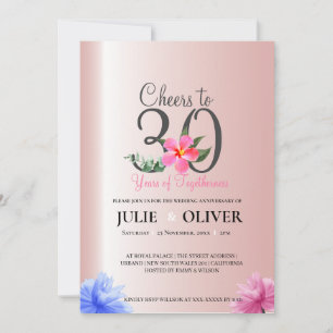 30  Years marriage Anniversary Invitation  Floral