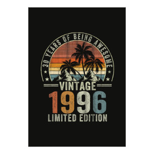 30 Years Of Being Awesome Vintage 1996 Photo Print