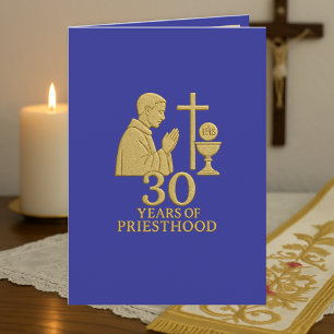 30 Years of Priesthood Gold Elegant Catholic Card