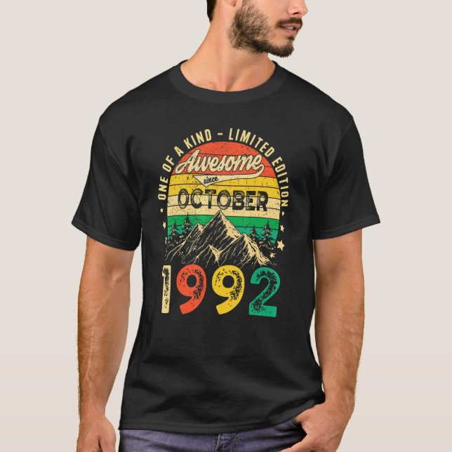 30 Years Old  Awesome Since October 1992 30th Birt T-Shirt (Front)