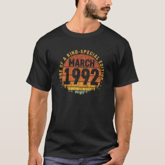 30 Years Old Birthday Vintage March 1992 30Th Birt T-Shirt